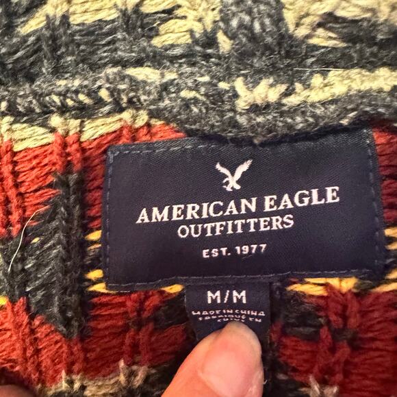 American Eagle Cotton Blend Native American Hoody Sweater Sz M Very Nice!! - Picture 3 of 5
